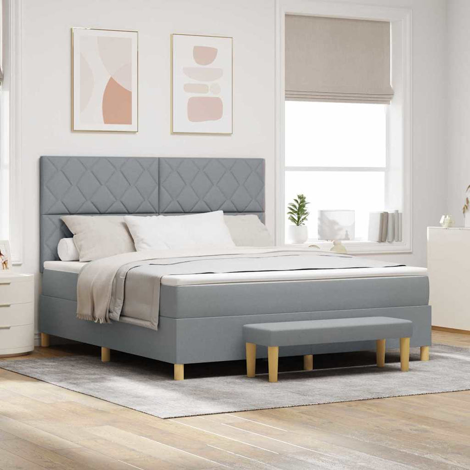 Boxspring Bed Met Hoofdeinde 190 X 140 Cm Stof