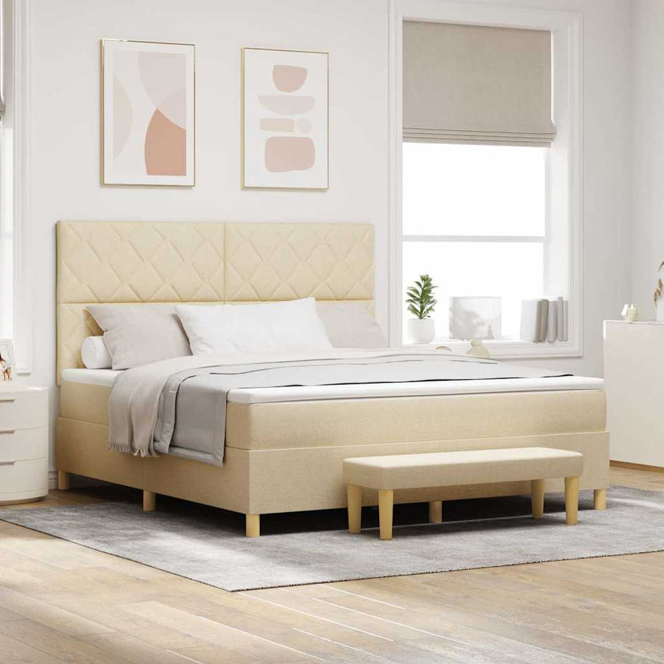 Boxspring Bed Met Hoofdeinde 190 X 140 Cm Stof