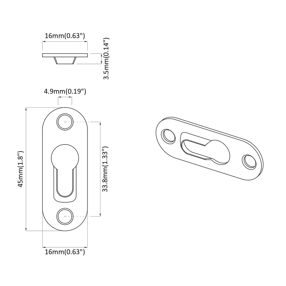 Sleutelgat Hanger 2 St Zilver 45 X 16 X 3.5 Mm Ijzer