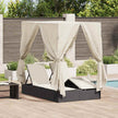 Dubbele Ligstoel Grijs Poly Rattan