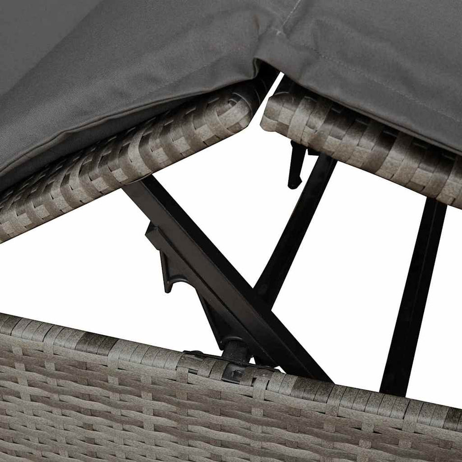 Dubbele Ligstoel Grijs Poly Rattan