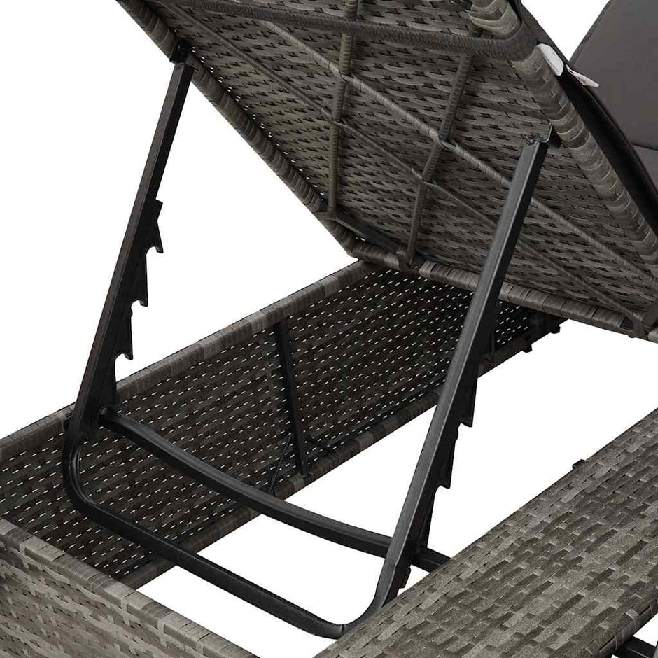 Dubbele Ligstoel Grijs Poly Rattan