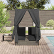 Dubbele Ligstoel Grijs Poly Rattan