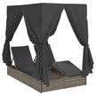 Dubbele Ligstoel Grijs Poly Rattan
