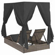 Dubbele Ligstoel Grijs Poly Rattan