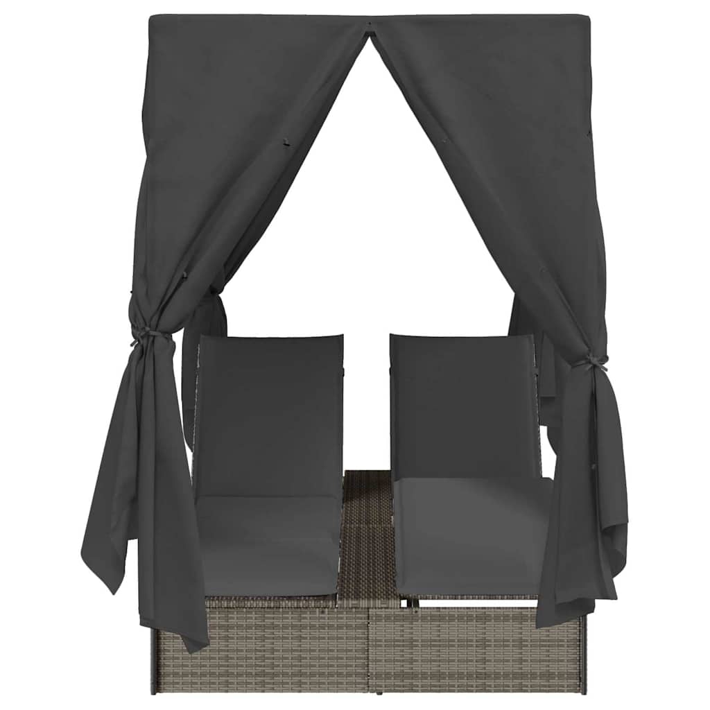 Dubbele Ligstoel Grijs Poly Rattan