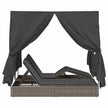 Dubbele Ligstoel Grijs Poly Rattan