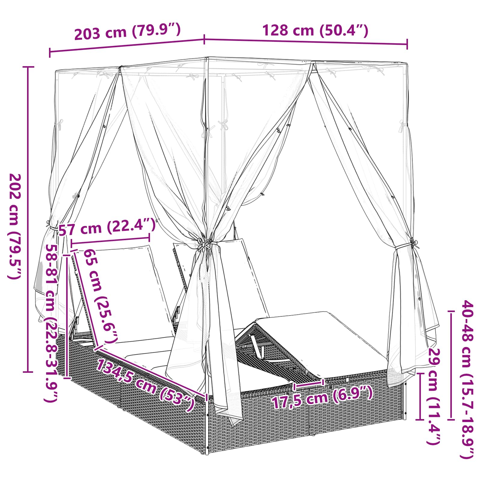 Dubbele Ligstoel Grijs Poly Rattan