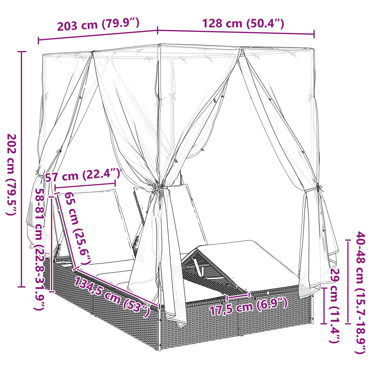 Dubbele Ligstoel Grijs Poly Rattan