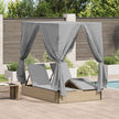 Dubbele Ligstoel Grijs Poly Rattan