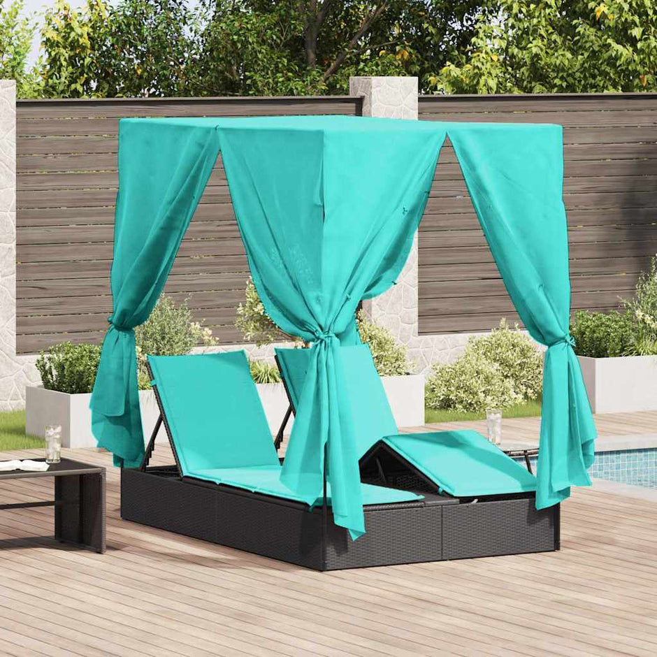 Dubbele Ligstoel Grijs Poly Rattan