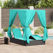 Dubbele Ligstoel Grijs Poly Rattan