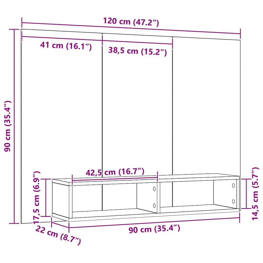 Tv-Meubelset 120 X 23,5 X 90 Cm Bewerkt Hout