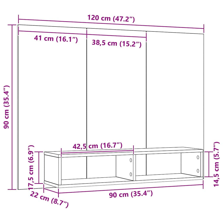 Tv-Meubelset 120 X 23,5 X 90 Cm Bewerkt Hout
