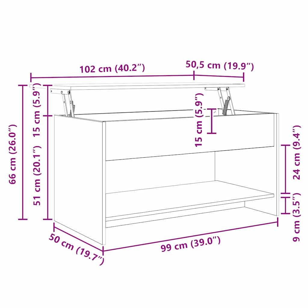 Salontafel 80 X 50,5 X 41,5 Cm Bewerkt Hout