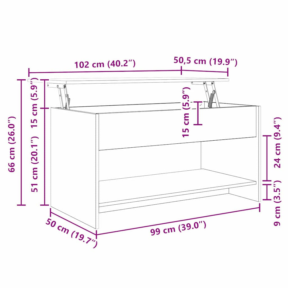Salontafel 80 X 50,5 X 41,5 Cm Bewerkt Hout