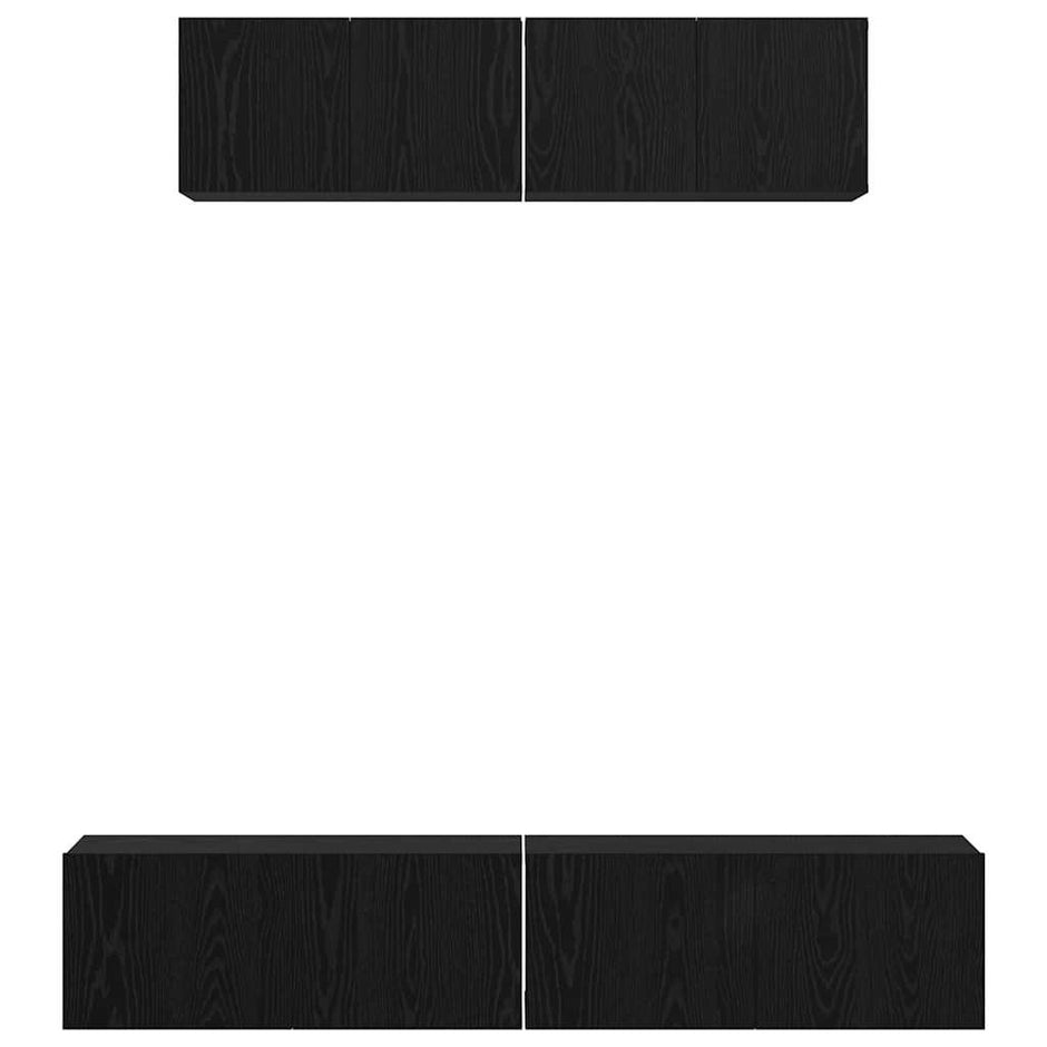Tv-Meubelset 4 St Zwart Eiken Bewerkt Hout