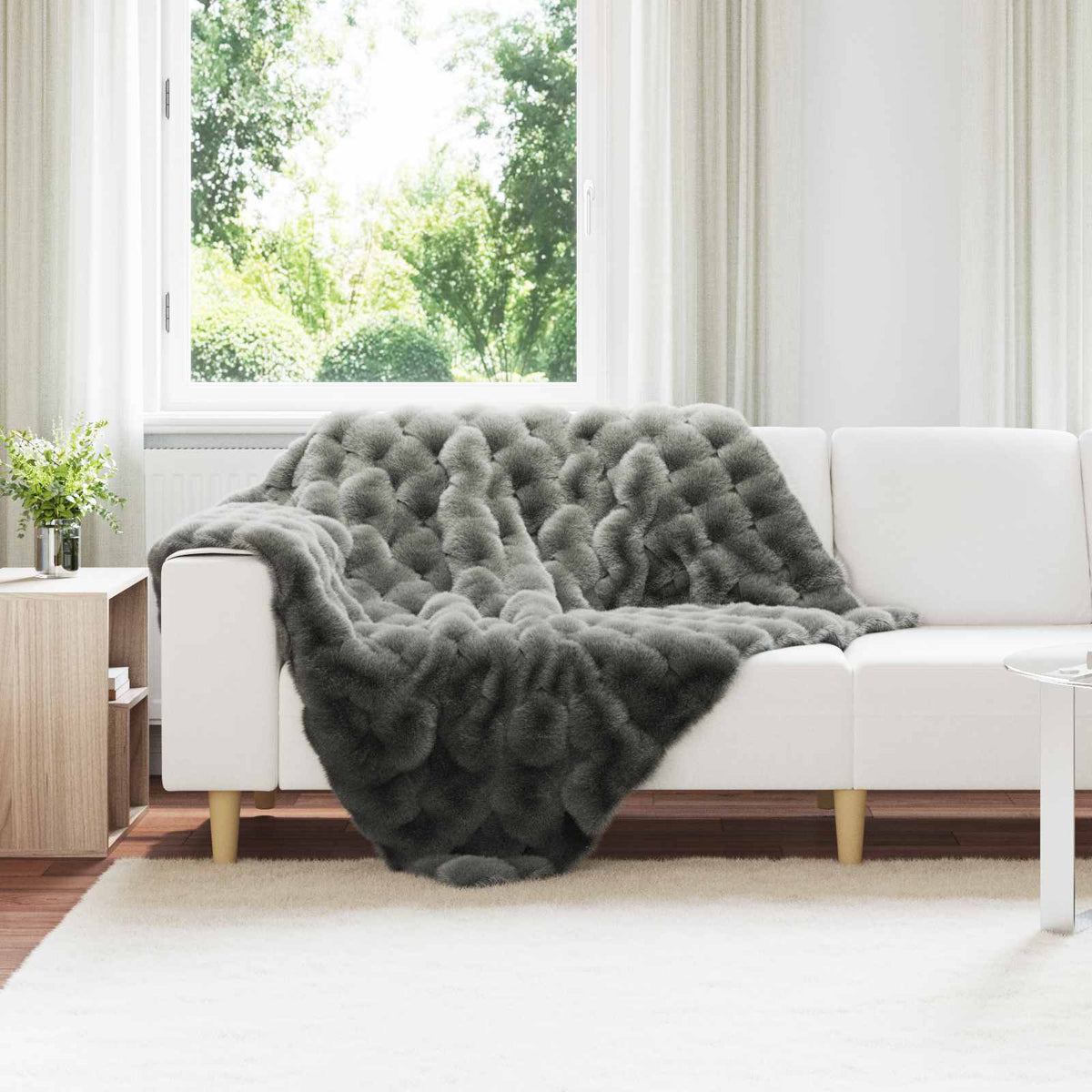 Antislip Deken Van Imitatie Konijnenbont Olite Polyester