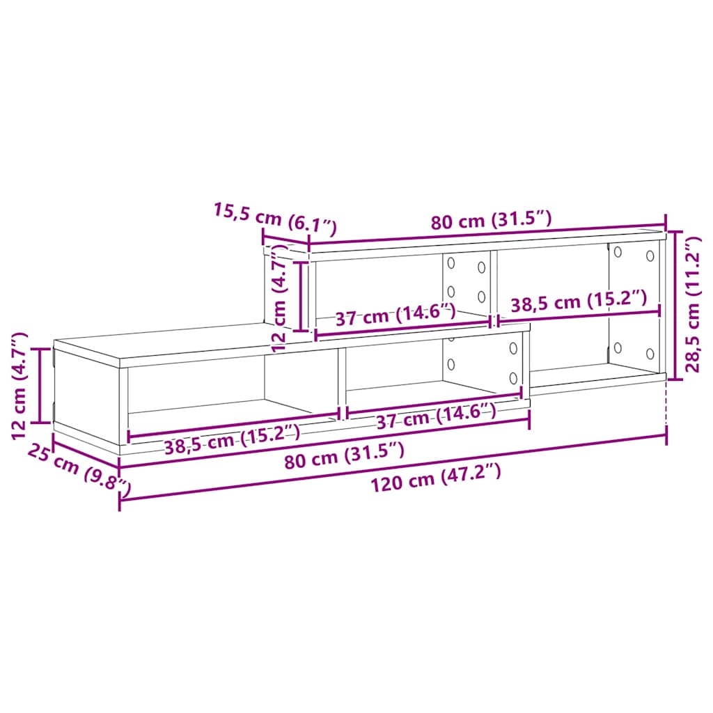 Wand Tv Stand 120 X 25 X 28,5 Cm Bewerkt Hout