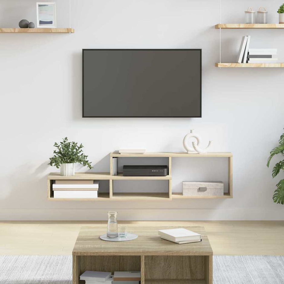 Wand Tv Stand 120 X 25 X 28,5 Cm Bewerkt Hout