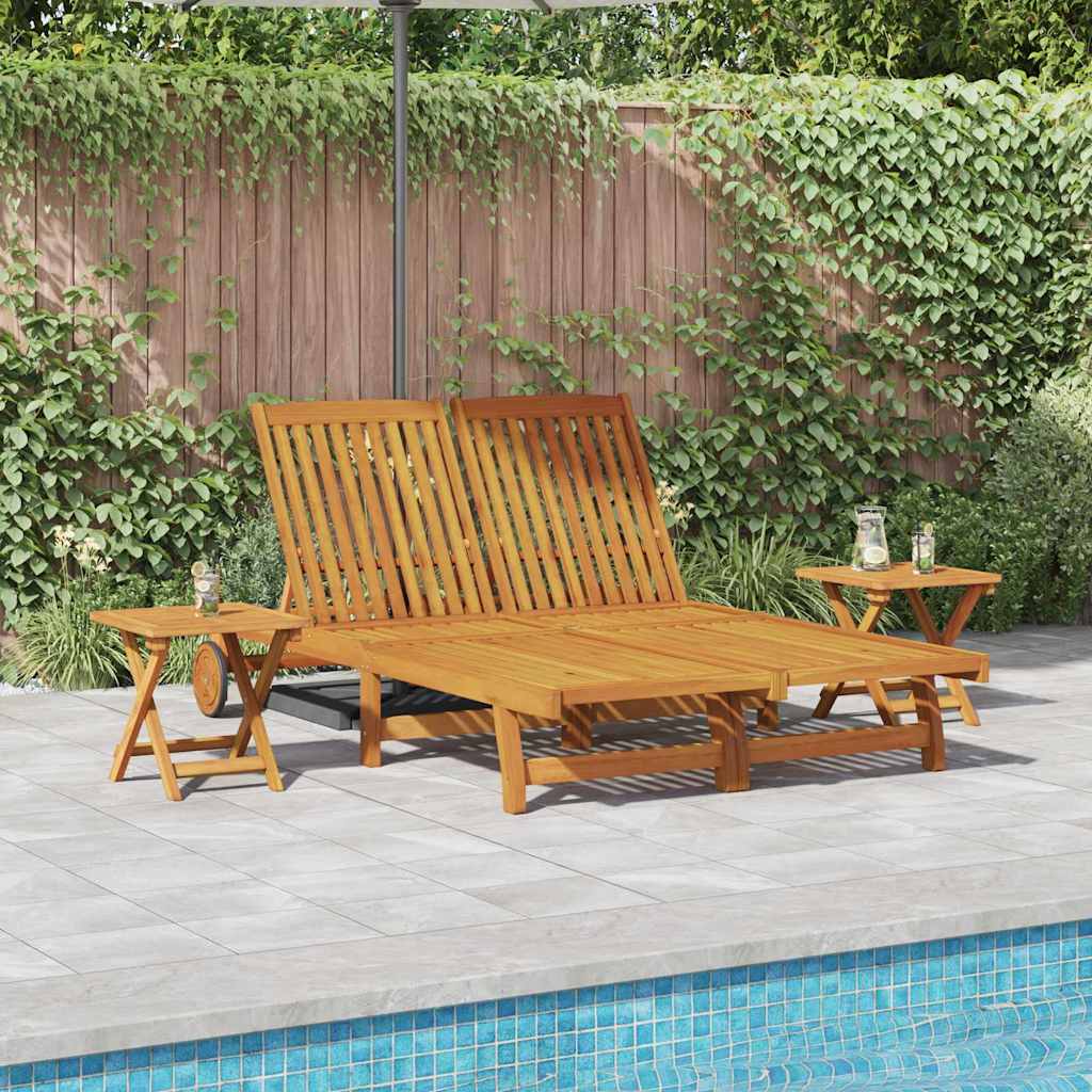 Ligstoel Massief Acacia Hout Bruin