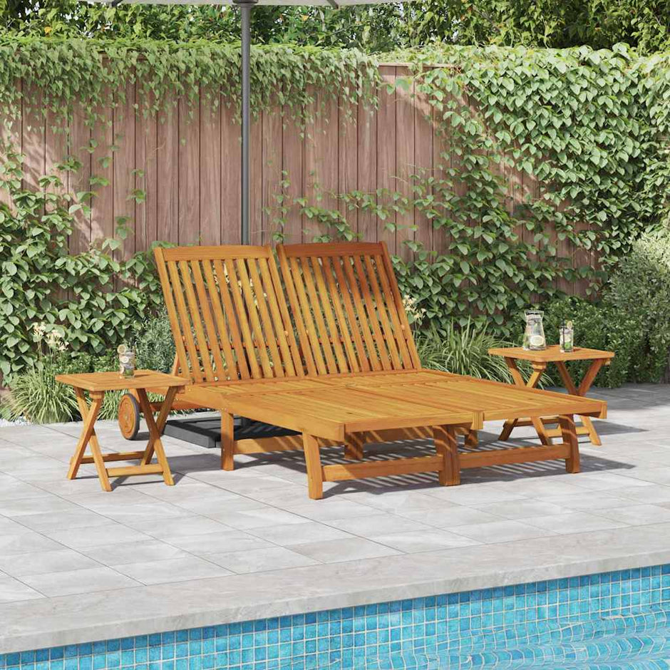 Ligstoel Massief Acacia Hout Bruin
