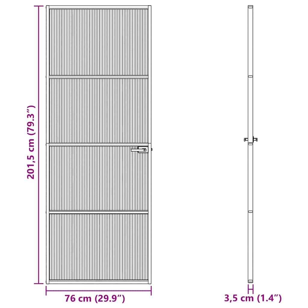 Home Door 76 X 201.5 X 3.5 Cm Aluminium And Tempered Glass