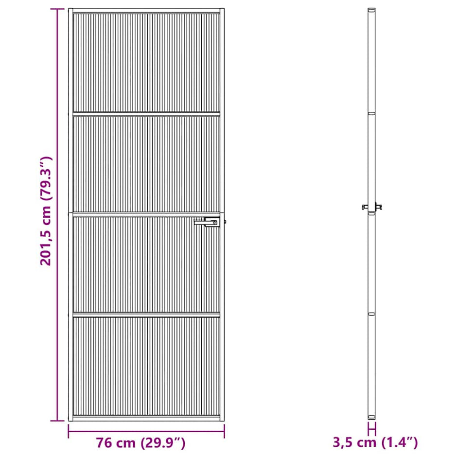Home Door 76 X 201.5 X 3.5 Cm Aluminium And Tempered Glass