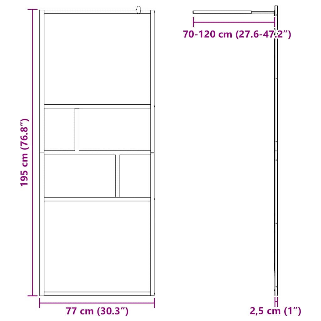 Inloopdouchewand 80 X 195 X 0,5 Cm Glas En Aluminium