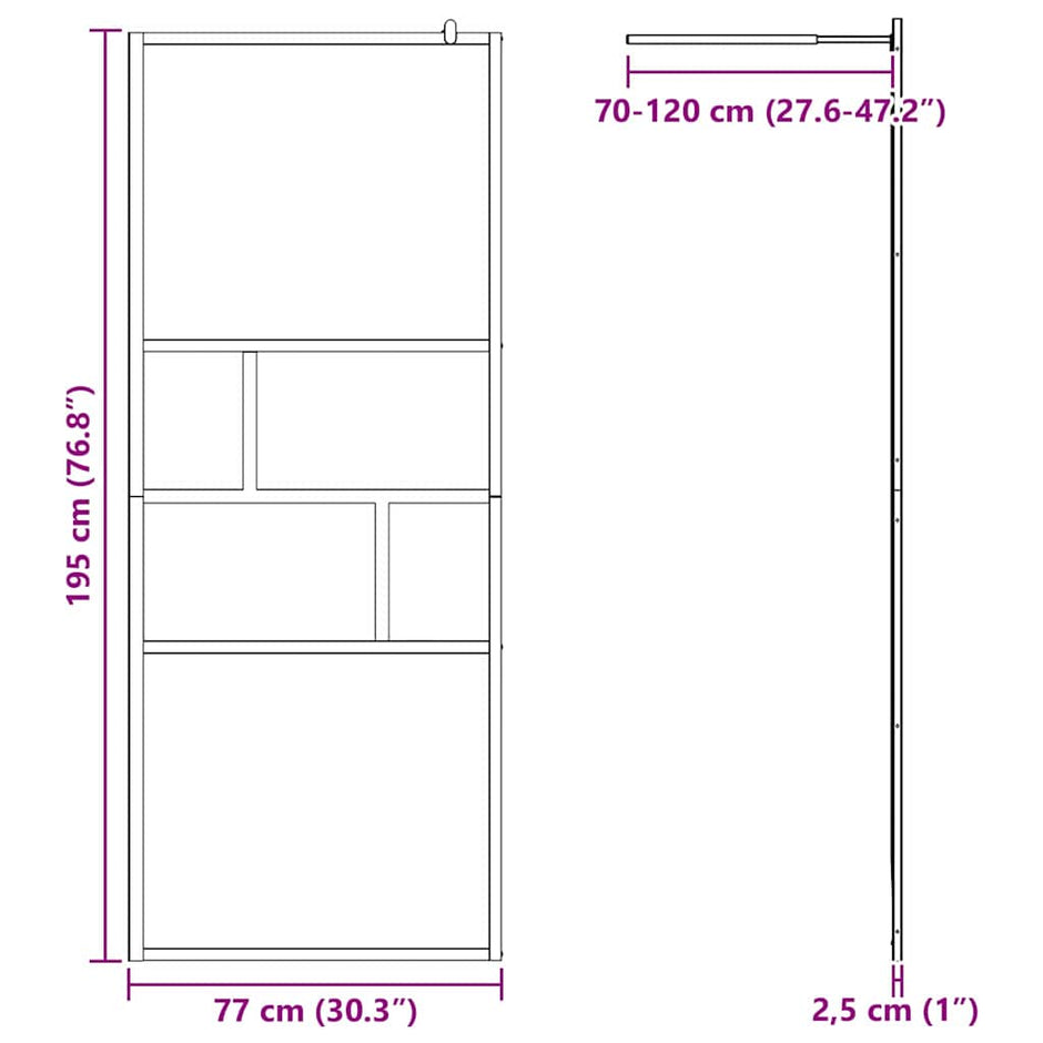Inloopdouchewand 80 X 195 X 0,5 Cm Glas En Aluminium