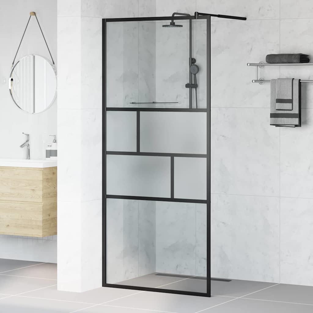 Inloopdouchewand 90 X 195 X 0,5 Cm Glas En Aluminium
