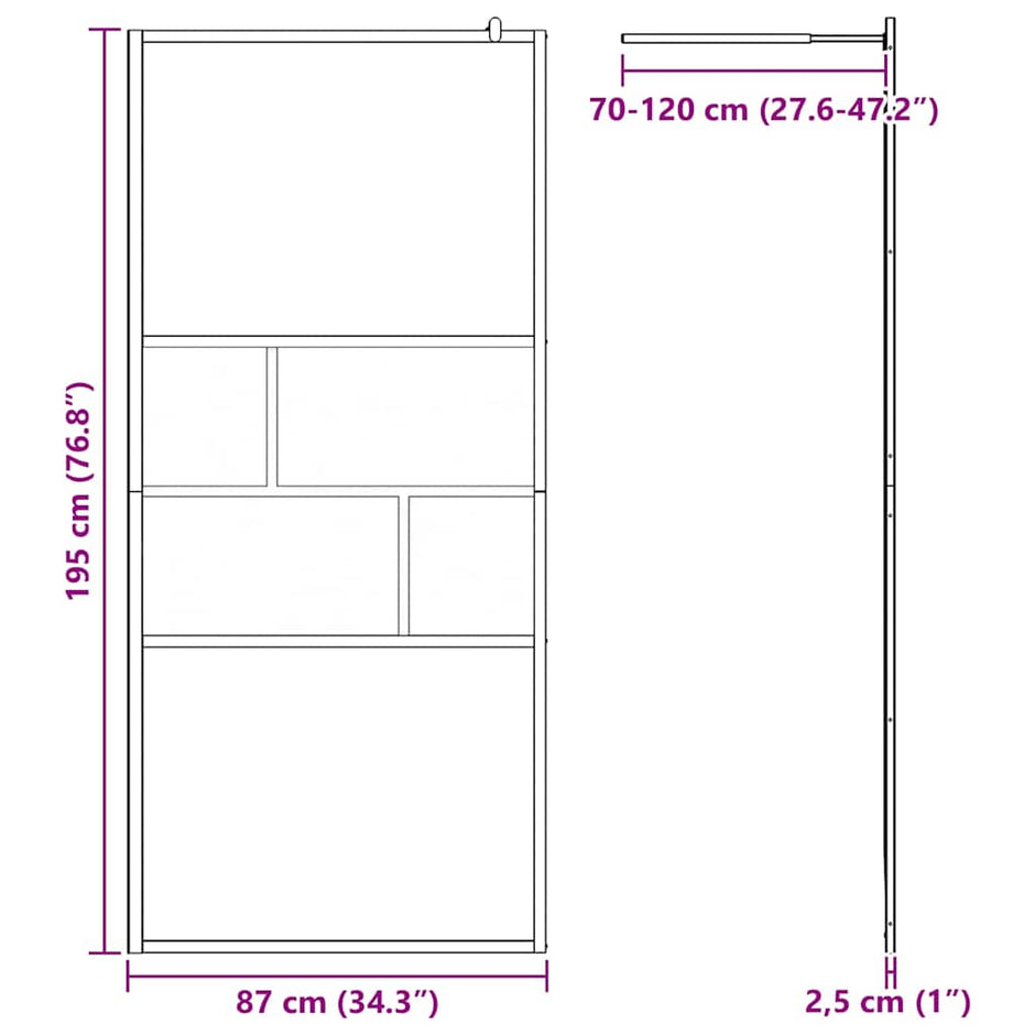 Inloopdouchewand 90 X 195 X 0,5 Cm Glas En Aluminium