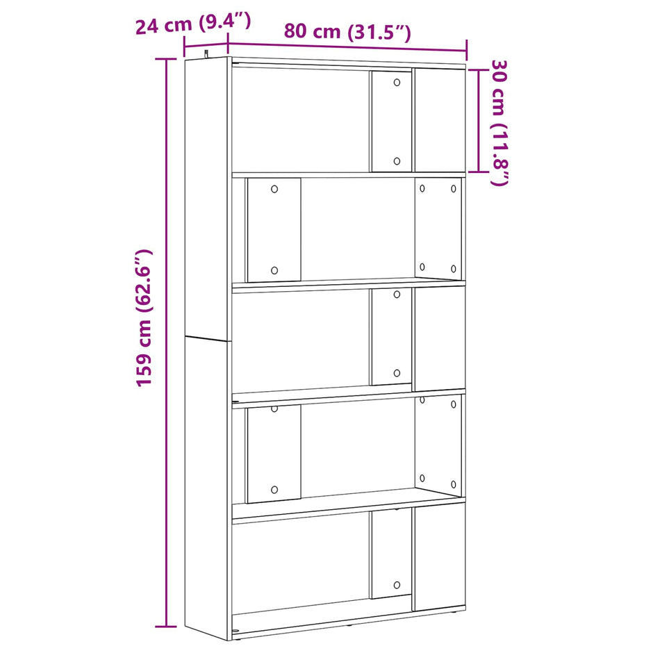Boekenkast 80 X 24 X 159 Cm Bewerkt Hout