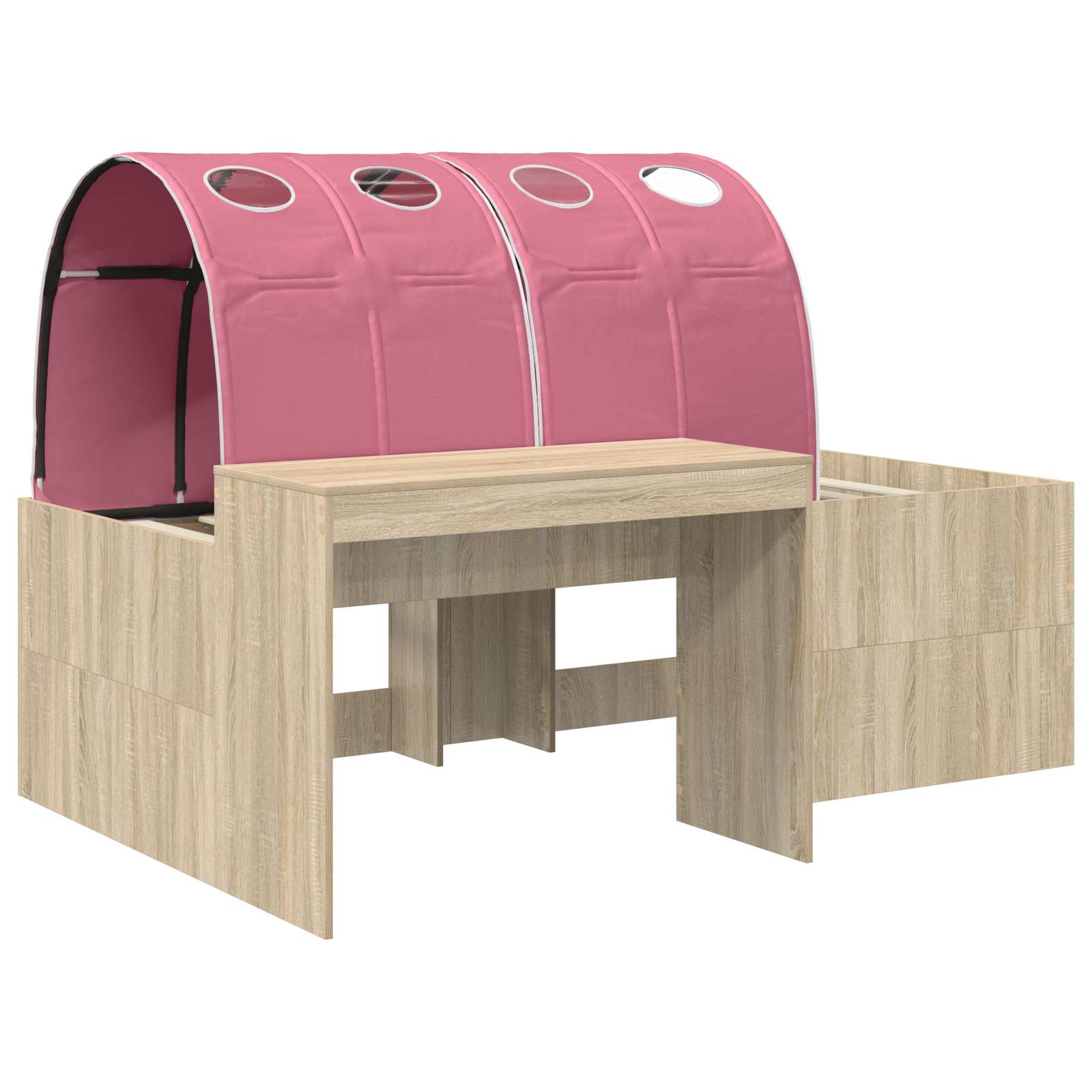 Bed With Tunnel 3 Pcs Artisian Oak And Pink Engineered Wood