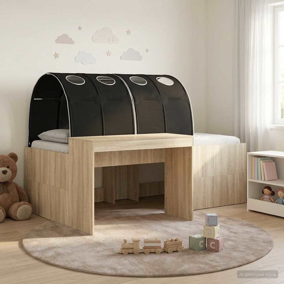Bed With Tunnel 3 Pcs Artisian Oak And Pink Engineered Wood
