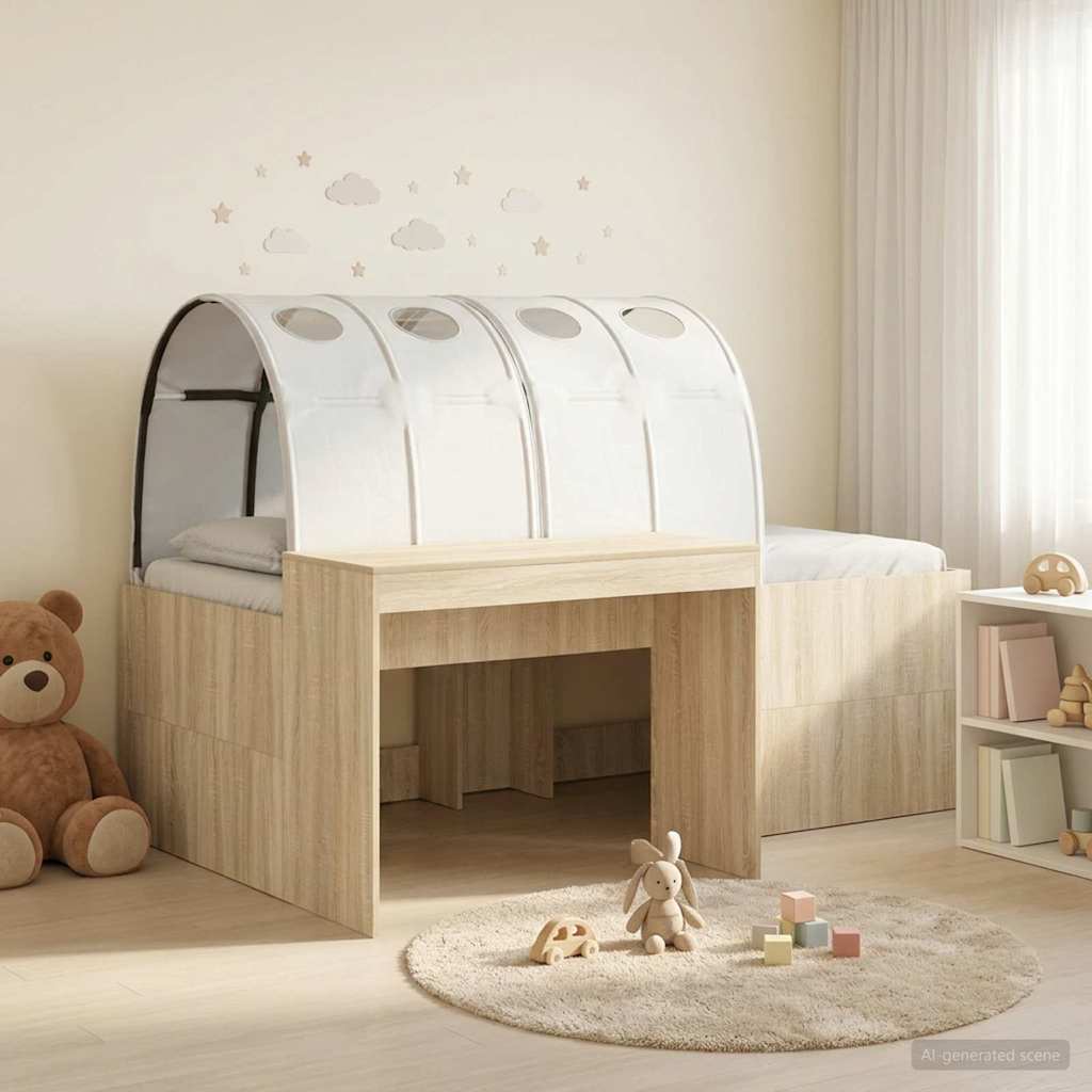 Bed With Tunnel 3 Pcs Artisian Oak And Pink Engineered Wood