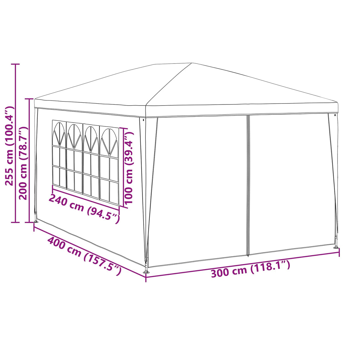 Partytent 400 X 300 X 255 Cm Pe En Staal