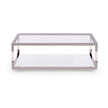 Jasper Rectangle Coffee Table in Acrylic, White Glass and Polished Stainless Steel
