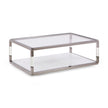 Jasper Rectangle Coffee Table in Acrylic, White Glass and Polished Stainless Steel