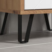 Touch bathroom furniture, matte white, oak decor.