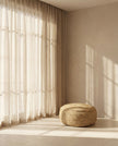 The Raffia Flowers Pouffe - Natural