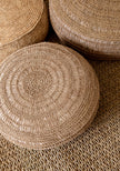 The Raffia Flowers Pouffe - Natural