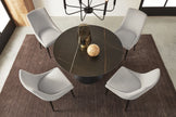 Winston Stone-Top Round Dining Table with Metal Base in Black