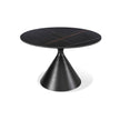 Winston Stone-Top Round Dining Table with Metal Base in Black