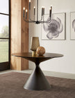 Winston Stone-Top Round Dining Table with Metal Base in Black
