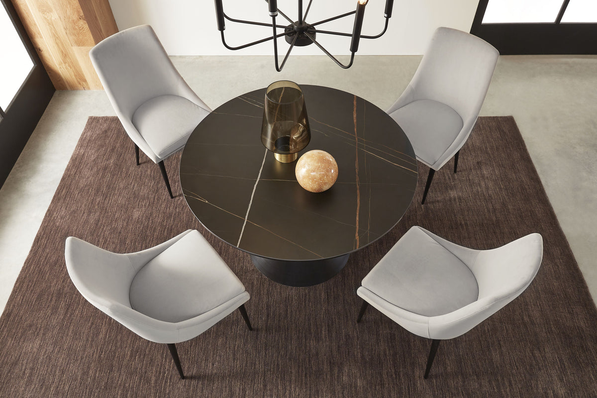 Winston Upholstered Metal Leg Dining Chair in Ash Grey and Black