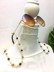 Removable Freshwater Pearls With Tiger Eye & Crystals Glasses Chain EC005