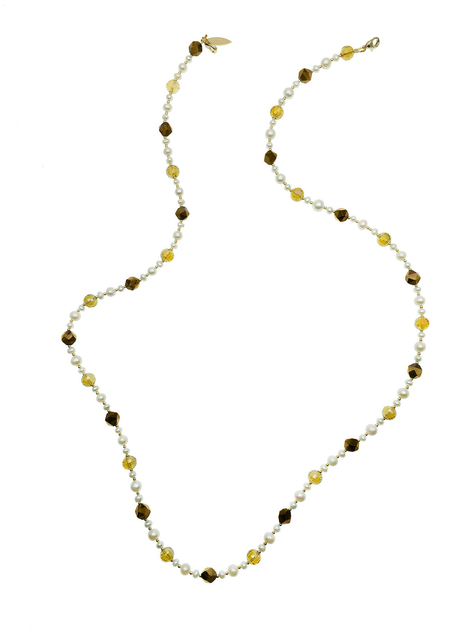 Removable Freshwater Pearls With Tiger Eye & Crystals Glasses Chain EC005