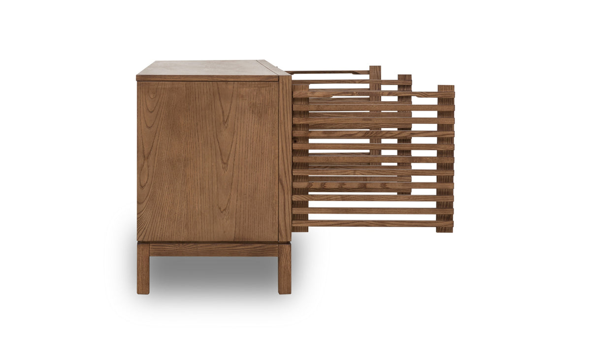 Tanner Four Door Ash Wood Media Console in Roux