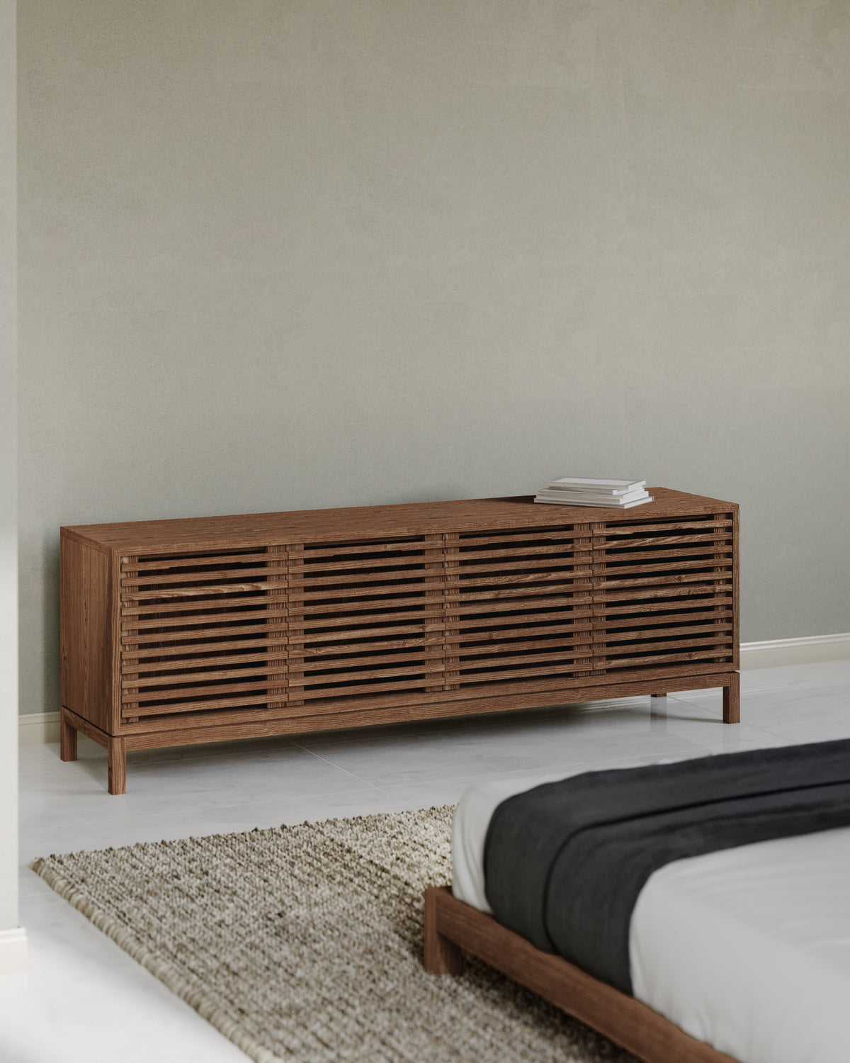 Tanner Four Door Ash Wood Media Console in Roux